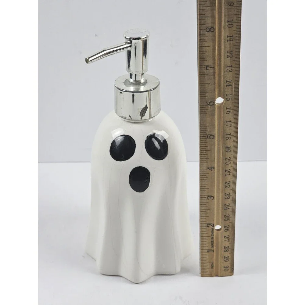 Home Essentials Ghost Ceramic Pump Soap Dispenser Glossy White 8 in